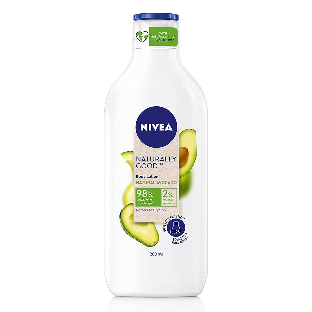 Nivea Naturally Good, Natural Avocado Body Lotion, For Normal to Dry Skin, No Parabens, 98% Natural Origin Ingredients, 200 ml