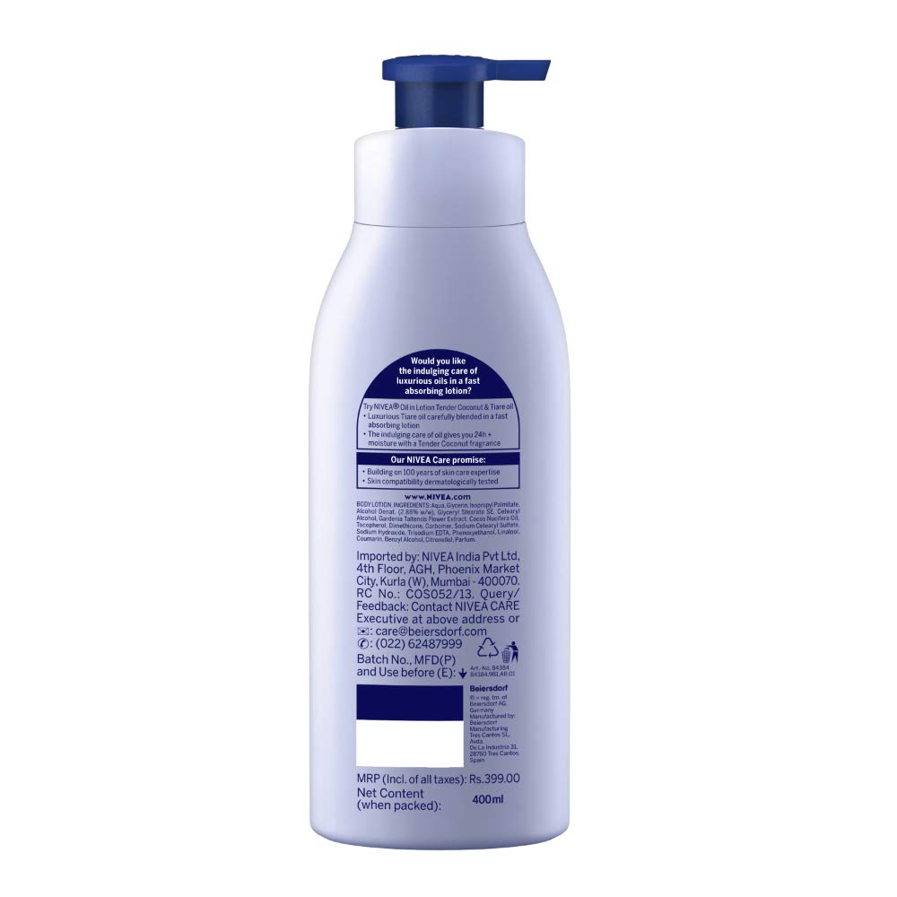 Nivea Oil-In-Lotion Tender Coconut and Tiare Oil Body Lotion for Normal Skin (400 ml)