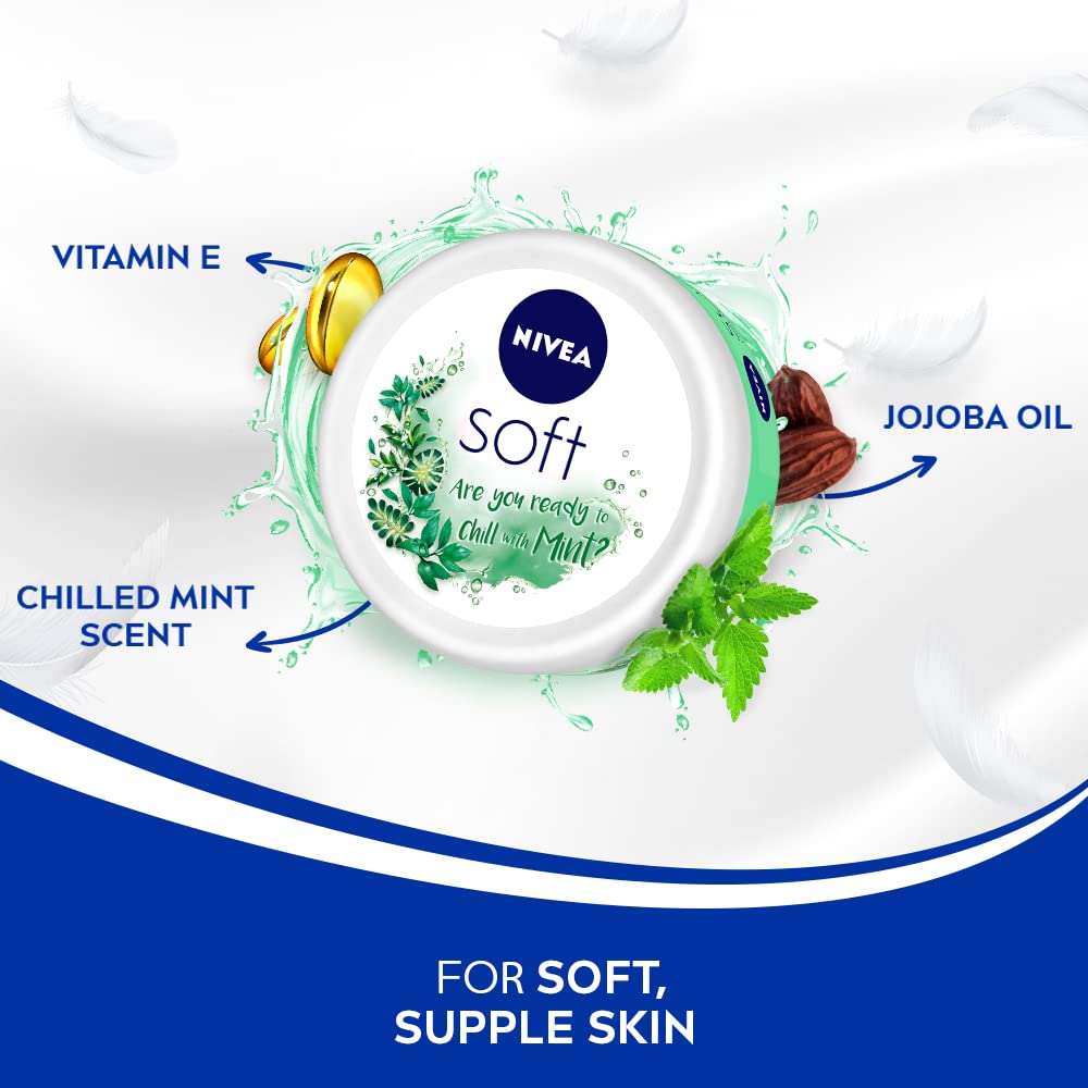 NIVEA Soft, Light Moisturising Cream, Chilled Mint, 200ml