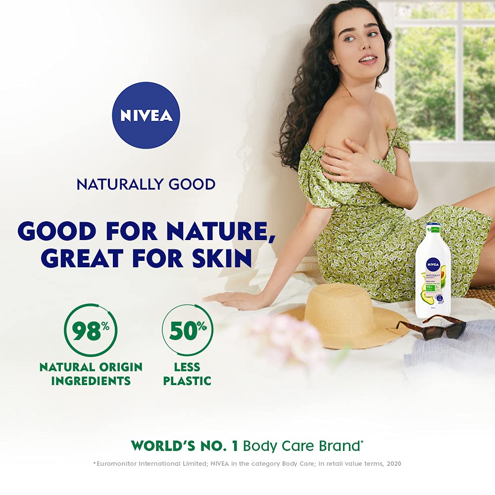 Nivea Naturally Good, Natural Avocado Body Lotion, For Normal to Dry Skin, No Parabens, 98% Natural Origin Ingredients, 200 ml