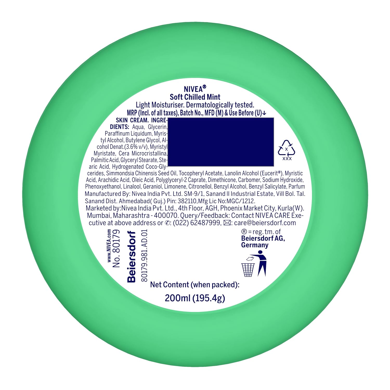 NIVEA Soft, Light Moisturising Cream, Chilled Mint, 200ml